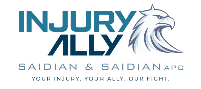 Injury Ally Logo.  Injury Ally text with a pyramid and column between it making an abstract I and A.